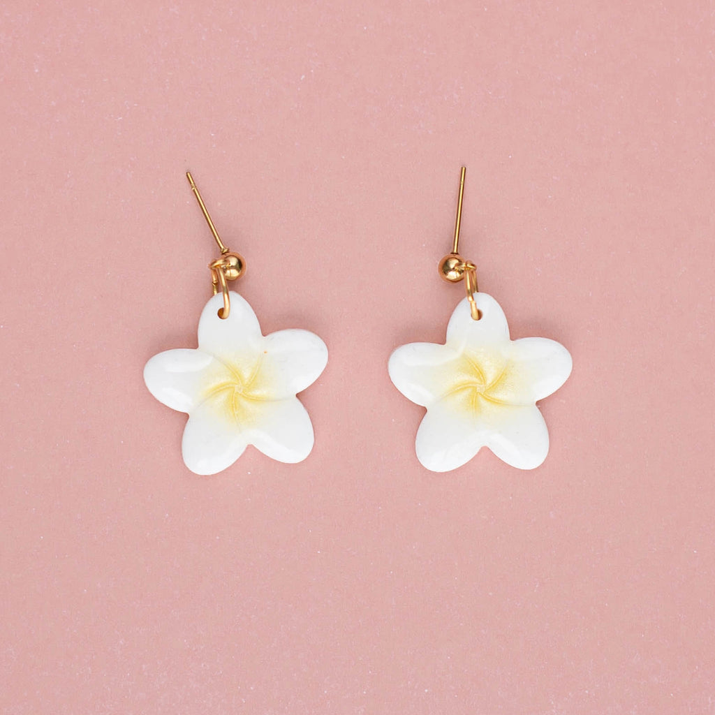 Pendientes Plumeria Blanco